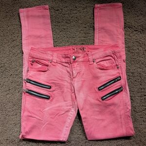 Tripp nyc Women's Pink Jeans with Zipper Accents